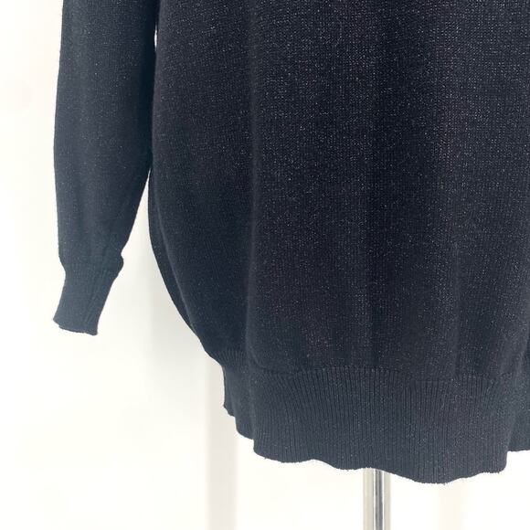 VINTAGE CHAUS Cowl Neck Long Sleeve Tunic Sweater Metallic Black Size Small - Picture 3 of 6